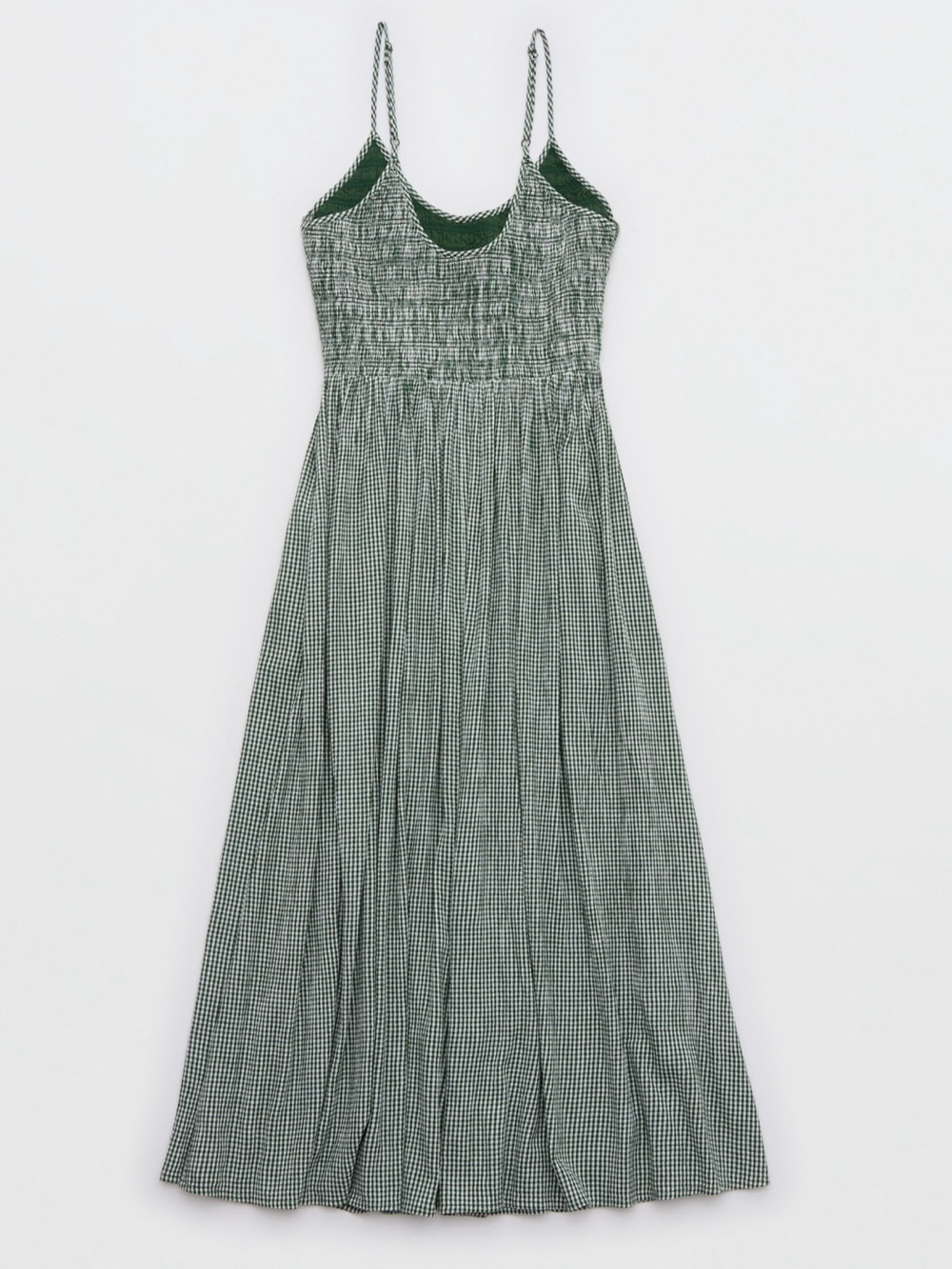 Aerie At The Barre Smocked Maxi Dress in Dark Algae Gingham - Picture 2 of 2
